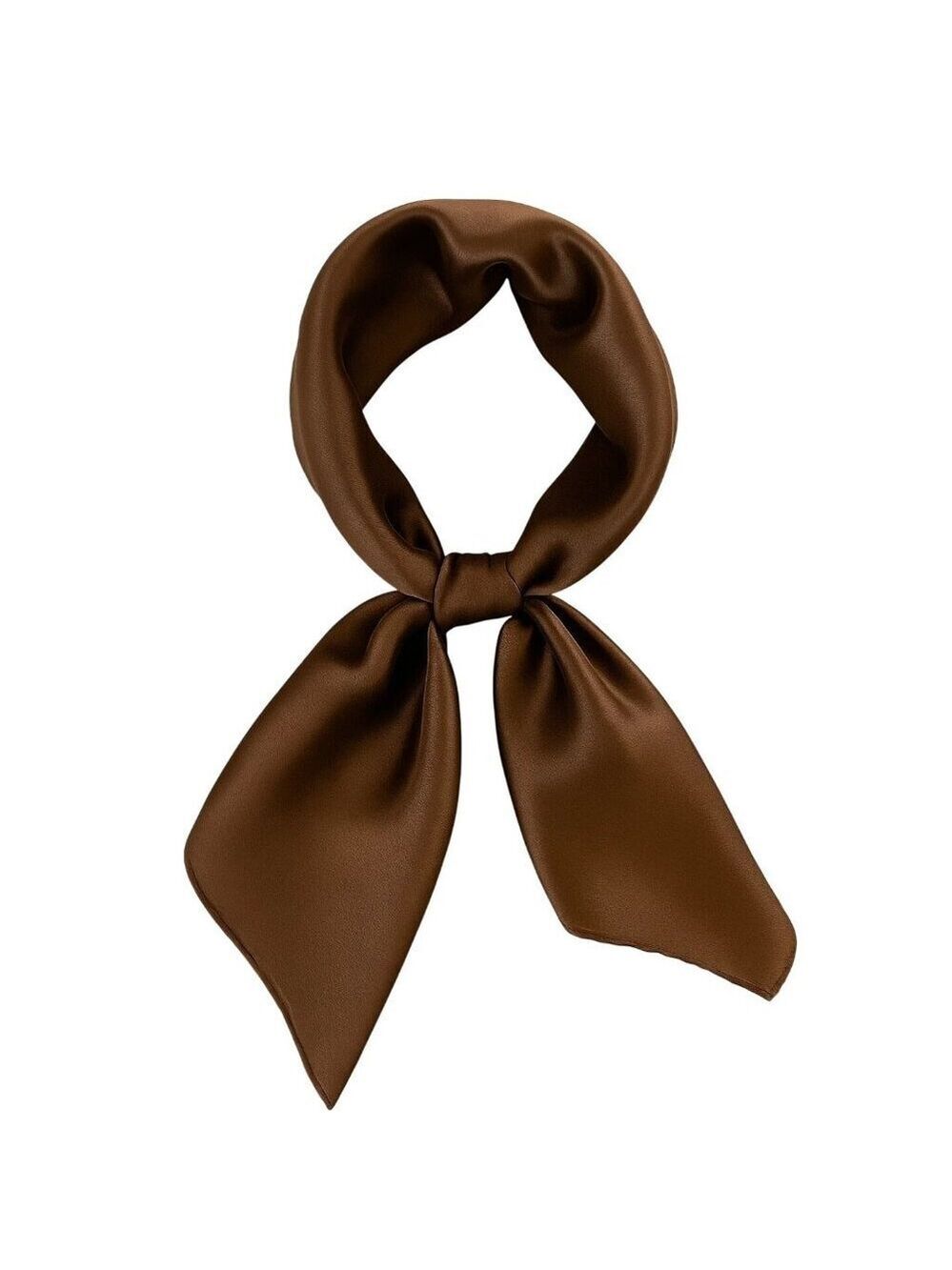 Brown Satin Scarf 19x19, Western Cowboy Cowgirl Bandana, Boho Coastal Ranch Wear